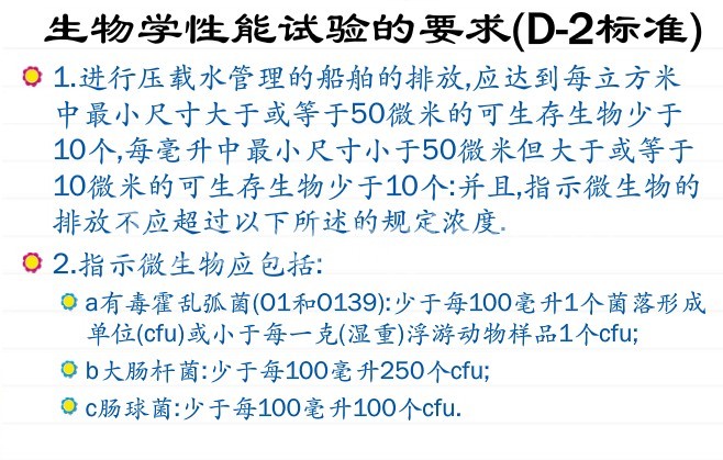 國際海水組織壓艙水處理D-2性能標(biāo)準(zhǔn)